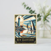 New Hampshire | Art Deco Postkarte (Stehend Vorderseite)