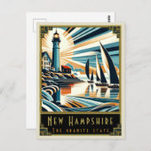 New Hampshire | Art Deco Postkarte (Vorne/Hinten)