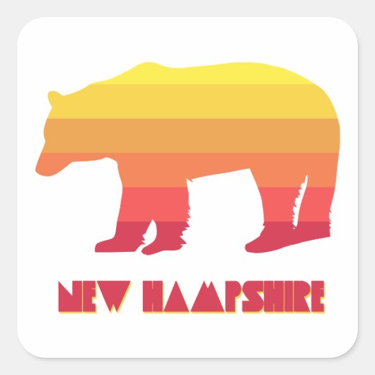 New Hampshire Bear Quadratischer Aufkleber (Vorderseite)