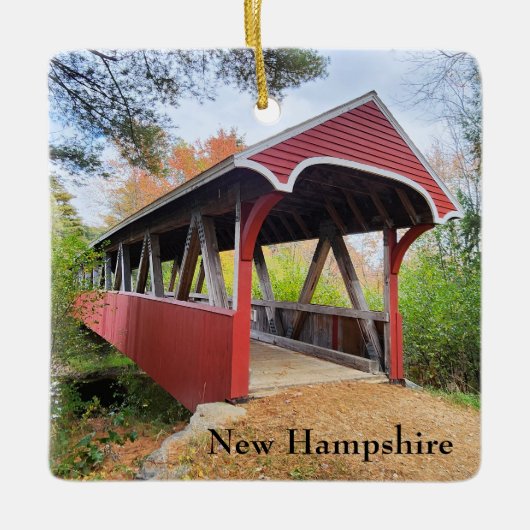 New Hampshire Belmont überdachte Brücke Keramikornament (Vorderseite)
