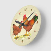 New Hampshire Chickens Clock Runde Wanduhr (Winkel)