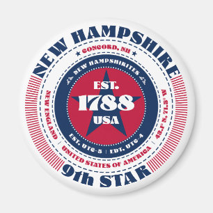 New Hampshire Circle Typografy Souvenir Magnet