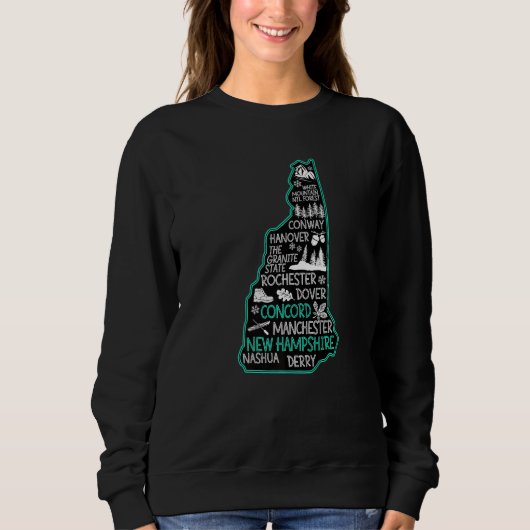 New Hampshire Concord cute map Conway Dover Nashua Sweatshirt (Vorderseite)