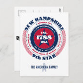 New Hampshire, Concord, NH, Patriotic, Monogram Postkarte (Vorne/Hinten)