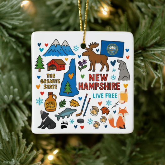 New Hampshire Custom Family Trip Christmas Keramikornament (Baum)