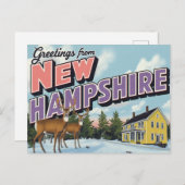 New Hampshire Deer Winter Scene Postkarte (Vorne/Hinten)