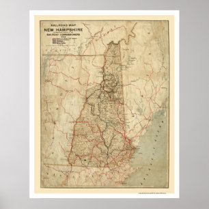 New Hampshire-Eisenbahn-Karte 1894 Poster