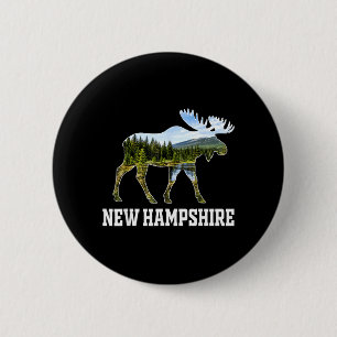New Hampshire Elch-Wildnis-Wald-Natur-Szene Button