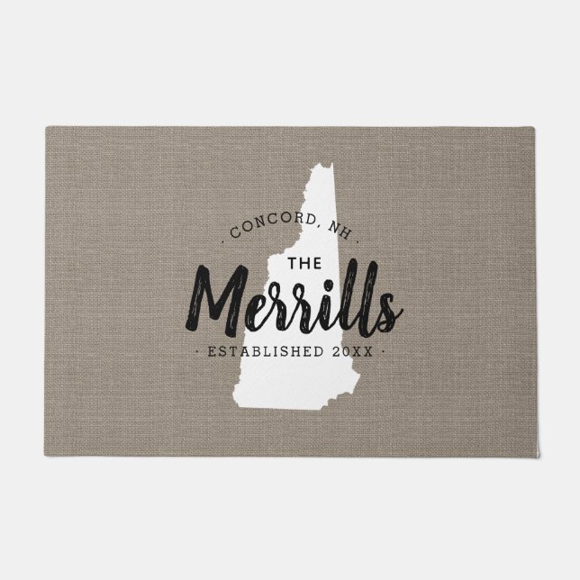 New Hampshire Family Monogram Staat Doormat Fußmatte (Vorderseite)