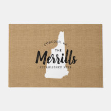 New Hampshire Family Monogram Staat Doormat