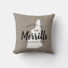 New Hampshire Family Monogram Staat Throw Kissen