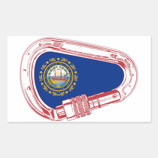 New Hampshire Flag Klettersteig Carabiner Rechteckiger Aufkleber (Vorderseite)