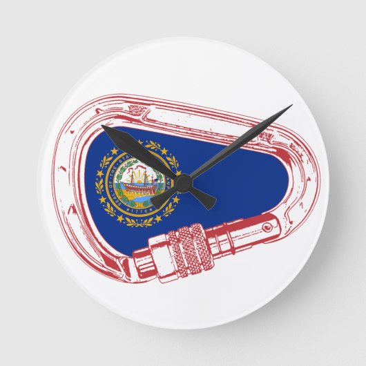 New Hampshire Flag Klettersteig Carabiner Runde Wanduhr (Vorderseite)