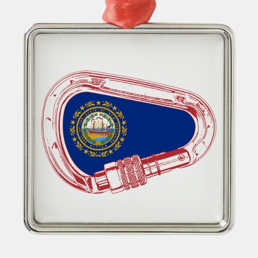 New Hampshire Flag Klettersteig Carabiner Silbernes Ornament (Vorne)