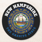 NEW HAMPSHIRE GRANITE STAAT FLAG RUNDER PAPPUNTERSETZER (Vorderseite)