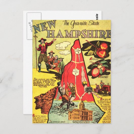 New Hampshire - Granitfels Staat Postkarte (Vorne/Hinten)