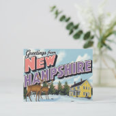 New-Hampshire-Hirsche-Winterlandschaft Postkarte (Stehend Vorderseite)