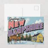 New-Hampshire-Hirsche-Winterlandschaft Postkarte (Vorne/Hinten)