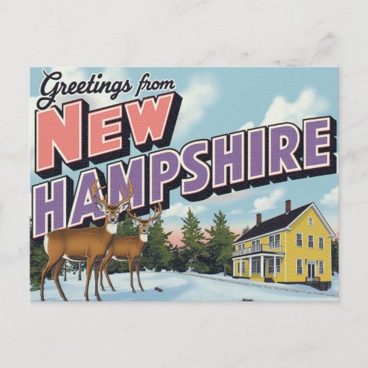 New-Hampshire-Hirsche-Winterlandschaft Postkarte (Vorderseite)