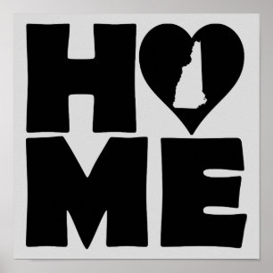 New Hampshire Home Heart State Poster Schild