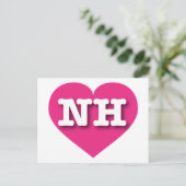 New Hampshire Hot Pink Heart - I Liebe NH Postkarte (Stehend Vorderseite)
