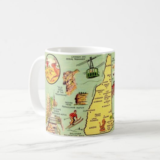 New Hampshire Illustrated Map Mug Kaffeetasse (Vorderseite Links)