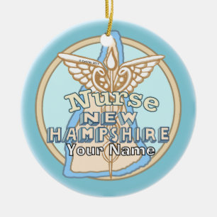 New Hampshire Krankenschwester Caduceus Keramik Ornament