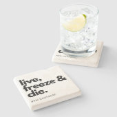 New Hampshire Live Freeze und Die Staat Motto Steinuntersetzer (Seitenansicht)