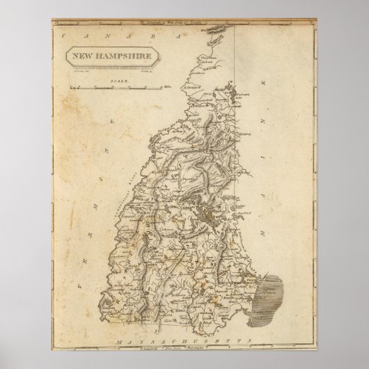 New Hampshire Map von Arrowsmith Poster (Vorne)