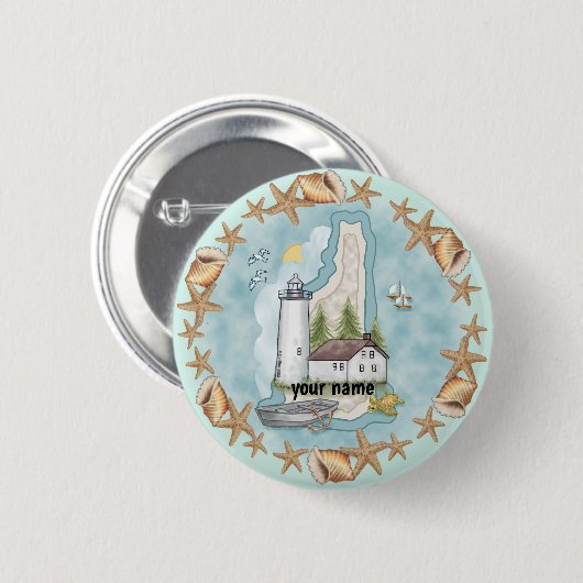 New Hampshire Muscheln Lighthouse Button (Vorne & Hinten)