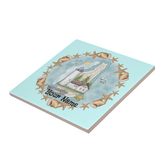 New Hampshire Muscheln Lighthouse Tile Fliese (Seite)