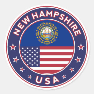 New Hampshire, New Hampshire sticker, Runder Aufkleber