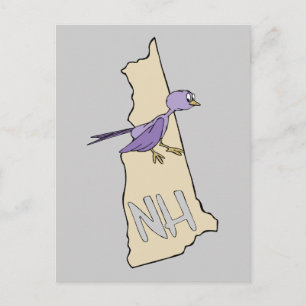 New Hampshire NH Map mit lustigen Lila Finish Postkarte