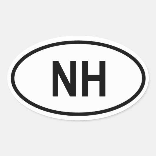 New Hampshire "NH" Ovaler Aufkleber (Vorderseite)