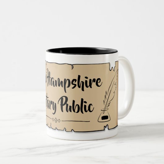 New Hampshire Notary Public Scroll Feather Zweifarbige Tasse (VorderseiteRechts)