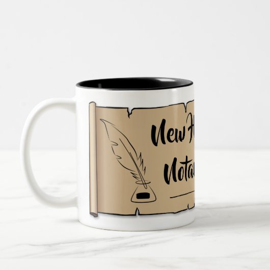 New Hampshire Notary Public Scroll Feather Zweifarbige Tasse (Links)