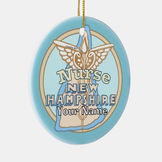 New Hampshire Nurse Caduceus Keramik Ornament (Rechts)