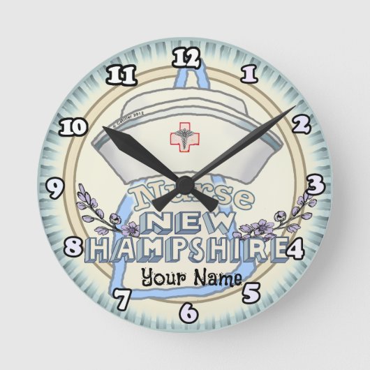 New Hampshire Nurse Runde Wanduhr (Vorderseite)