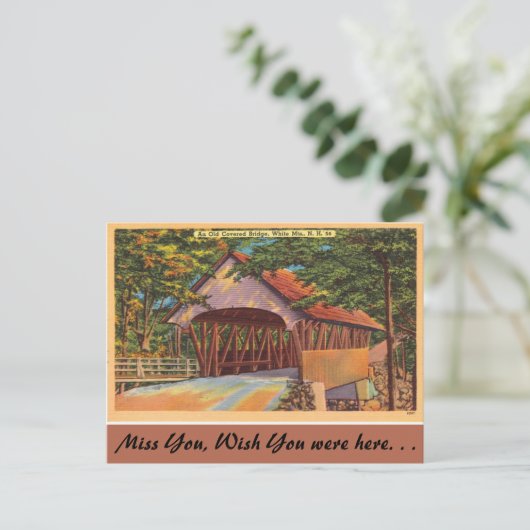 New Hampshire, Old Covered Bridge, White Mountains Postkarte (Stehend Vorderseite)