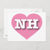 New Hampshire Pink Heart - I Liebe NH Postkarte (Vorne/Hinten)