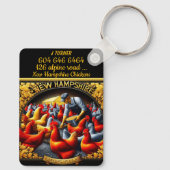 New Hampshire Red Chickens in Coop Schlüsselanhänger (Rückseite)