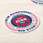 New Hampshire Red White Blue Typografy Runder Pappuntersetzer (Angewinkelt)