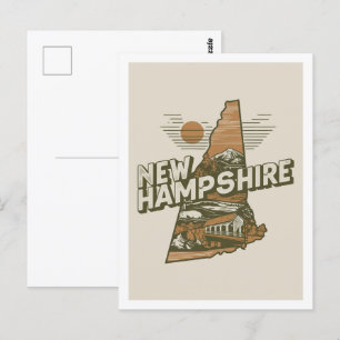 New Hampshire Retro-Reise-Design ikonische US-Bund Postkarte