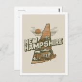 New Hampshire Retro Travel Design Iconic US-Staate Postkarte (Vorne/Hinten)