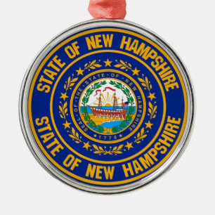 New Hampshire Round Emblem Ornament Aus Metall