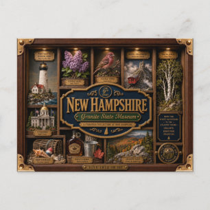 New Hampshire Shadow Box 3D Figurine Staat Postkarte