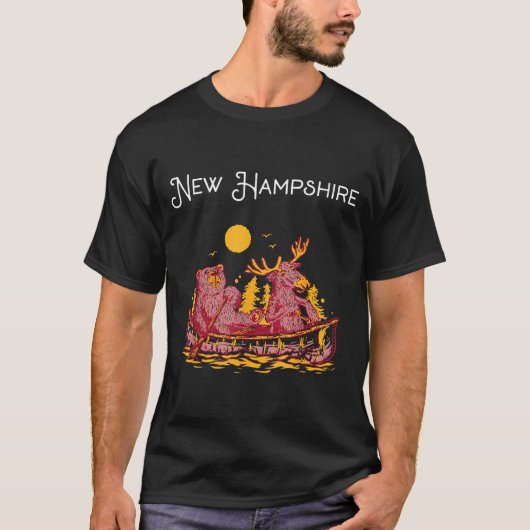 New Hampshire Shirt Funny Canoe Moose Elk Bear Lak (Vorderseite)