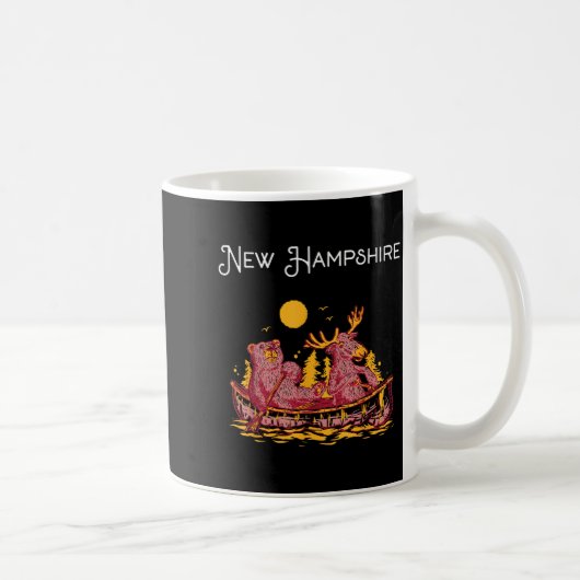 New Hampshire Shirt Funny Canoe Moose Elk Bear Lak Kaffeetasse (Rechts)