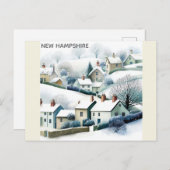 New Hampshire Snowy Winter Village Illustration Postkarte (Vorne/Hinten)