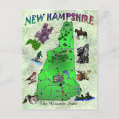 New Hampshire Staat Kartenkarte Postkarte (Vorderseite)